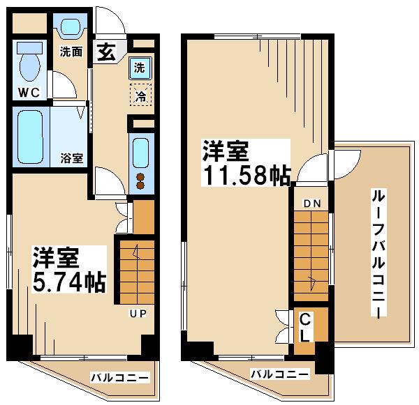プレジール千歳烏山(2K/6階)の間取り写真