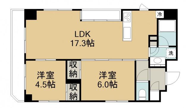レジデンシャルステート川越(2LDK/5階)の間取り写真