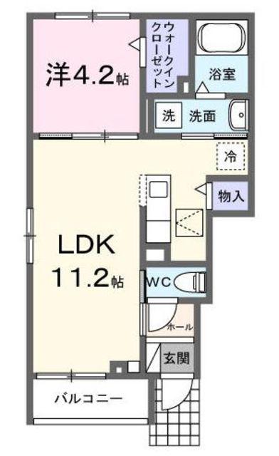 デフィ東川口(1LDK/1階)の間取り写真