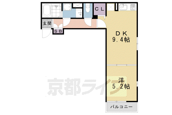 シャルマン東寺南I(1DK/1階)の間取り写真
