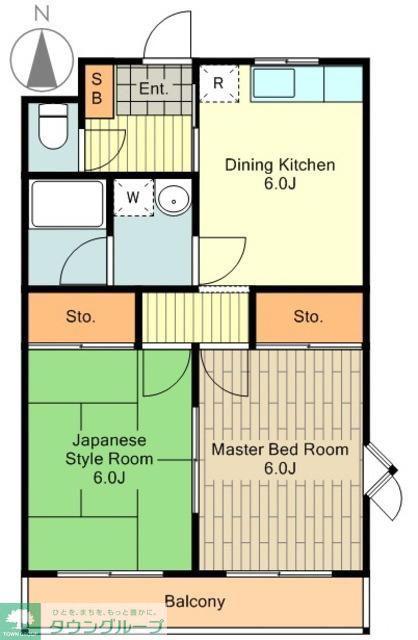 ルミエール本宿四番館(2DK/2階)の間取り写真