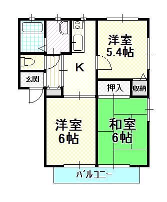 ウイングハイツ(3K/1階)の間取り写真