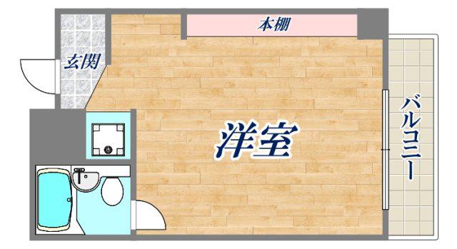 夙川羽衣町パークハイム(ワンルーム/2階)の間取り写真