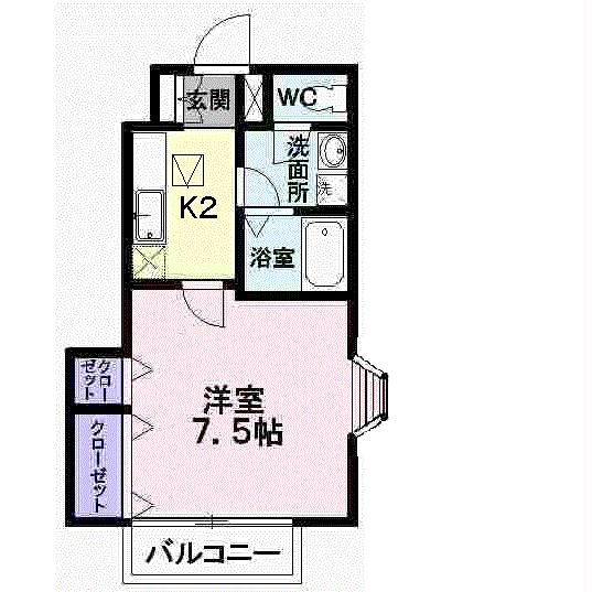 アン・フルールII(1K/1階)の間取り写真