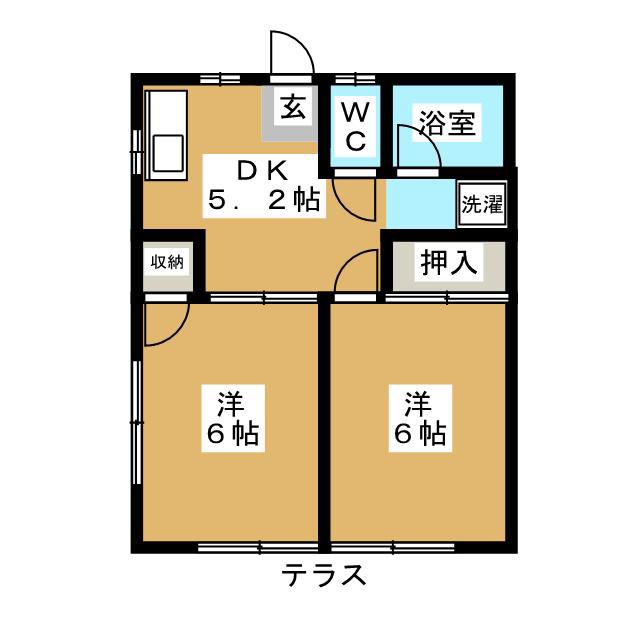 サニーハイツ(2DK/1階)の間取り写真