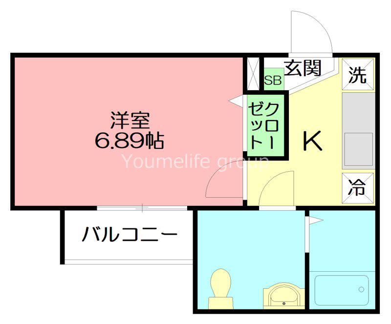 カインドネス海老名II(1K/3階)の間取り写真