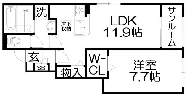 ラ・メゾン・セレニテ(1LDK/1階)の間取り写真