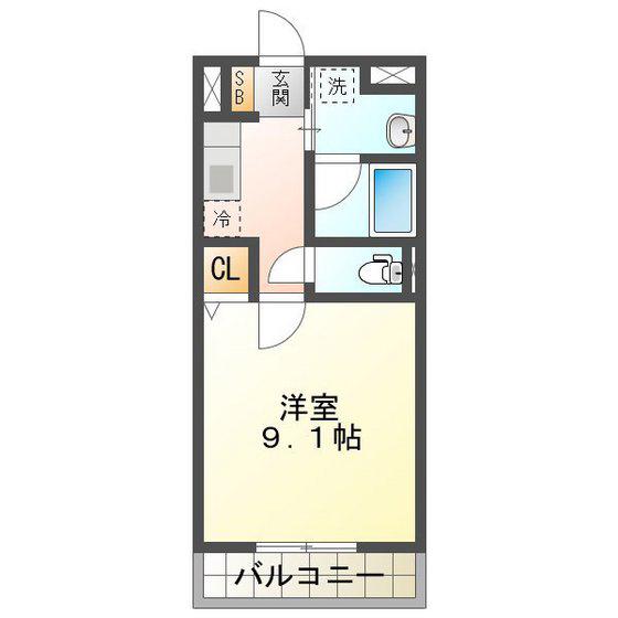 アンファン(1K/1階)の間取り写真