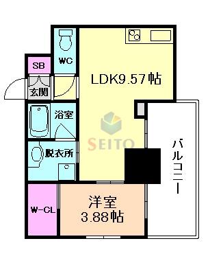 ノルデンタワー江坂プレミアム(1LDK/6階)の間取り写真