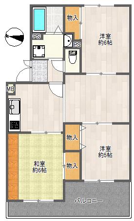 サニ-ハイツ高台A棟(3LDK/3階)の間取り写真