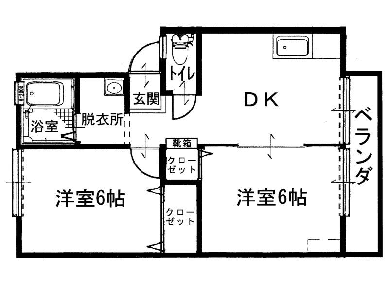 出作池下ハイツ5号地(2DK/2階)の間取り写真
