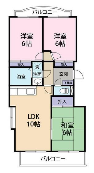 ヴィレッジ花みずき(3LDK/3階)の間取り写真