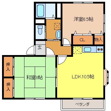 サバトハイム エルブ(2LDK/2階)の間取り写真