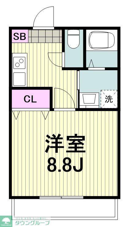 アンプルールフェール宮内(1K/2階)の間取り写真