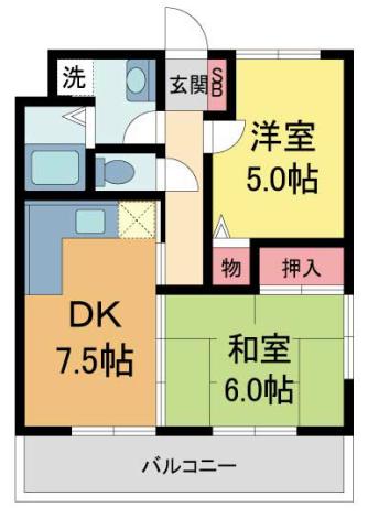 グッドヴィレッジ1番館(2DK/2階)の間取り写真