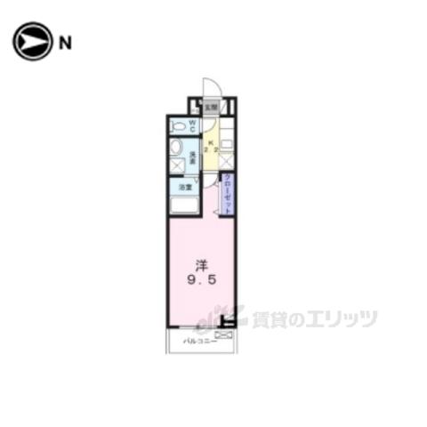 ドゥ―クス(1K/2階)の間取り写真