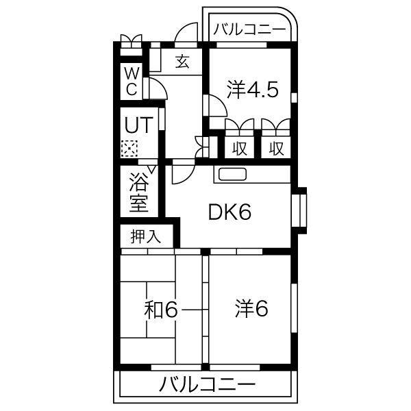 エミールII(3DK/2階)の間取り写真