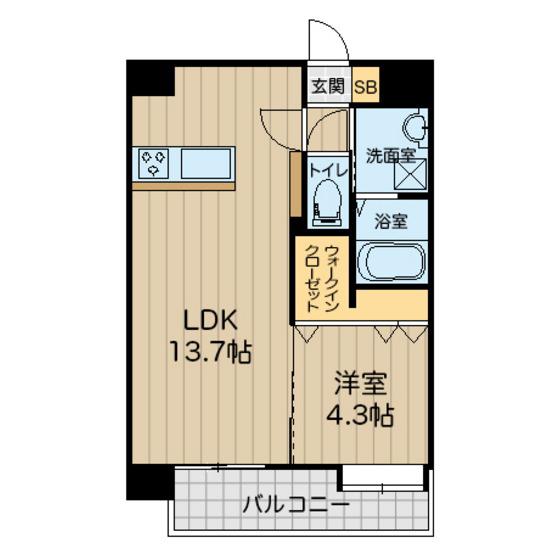 八王寺ツインタワーイースト(1LDK/4階)の間取り写真