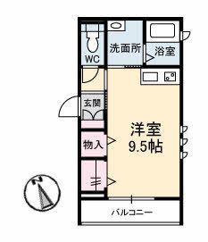 DESIGN 202(ワンルーム/2階)の間取り写真