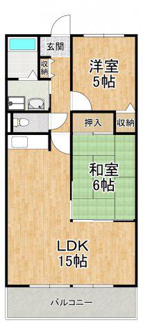 益寿美荘(2LDK/3階)の間取り写真