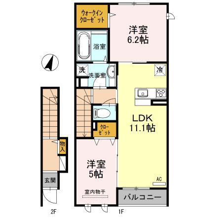グランソレイユ(2LDK/2階)の間取り写真