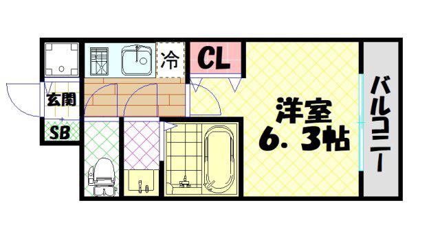 レオンコンフォート堀江公園(1K/9階)の間取り写真