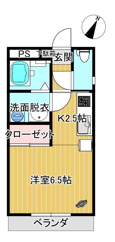 サンライズ西浜(ワンルーム/1階)の間取り写真