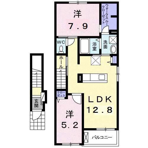 ミドルA(2LDK/2階)の間取り写真