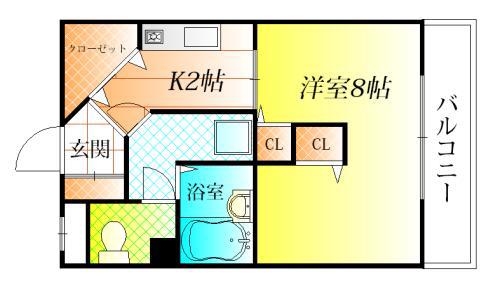 グランドノーブル(1K/3階)の間取り写真
