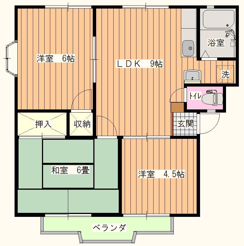 ブルーム国立(3LDK/2階)の間取り写真