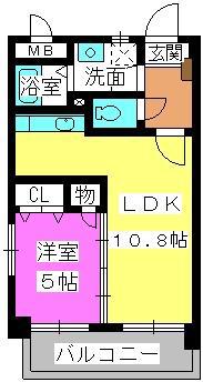 ラフィーネ・ルージュ(1LDK/3階)の間取り写真