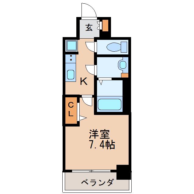プレサンスジェネ新栄町駅前 葵(1K/4階)の間取り写真