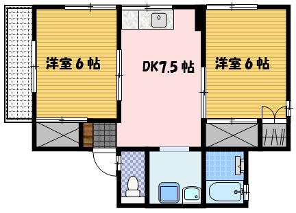 セジュール松野(2DK/1階)の間取り写真