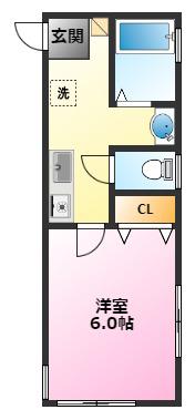 シュノンソー元住吉(1K/1階)の間取り写真