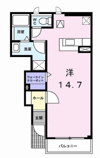 プラティークレーブIV(ワンルーム/1階)の間取り写真