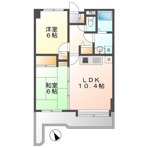 バルール(2LDK/5階)の間取り写真