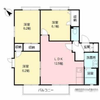 ディアス曽根 C棟(3LDK/1階)の間取り写真