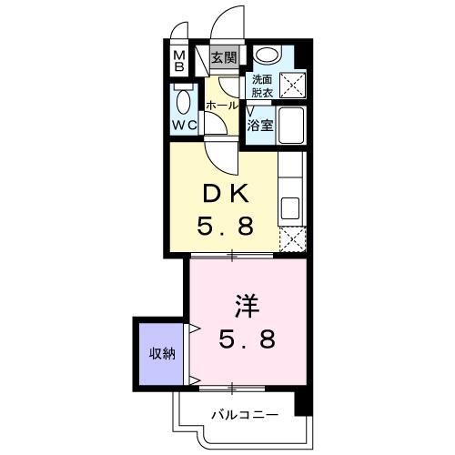 ラフィネT.M.I(1DK/5階)の間取り写真