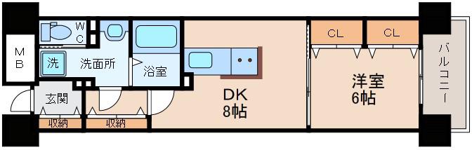 NLC新大阪パートII(1LDK/3階)の間取り写真