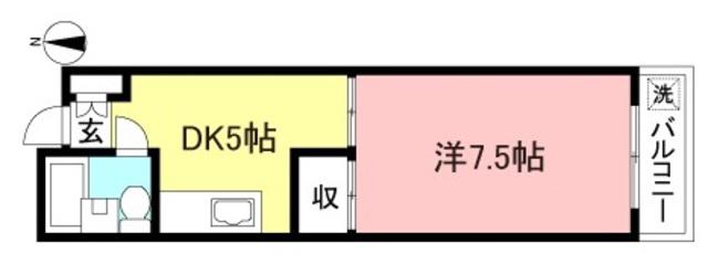 雅17ワイズ(1DK/1階)の間取り写真