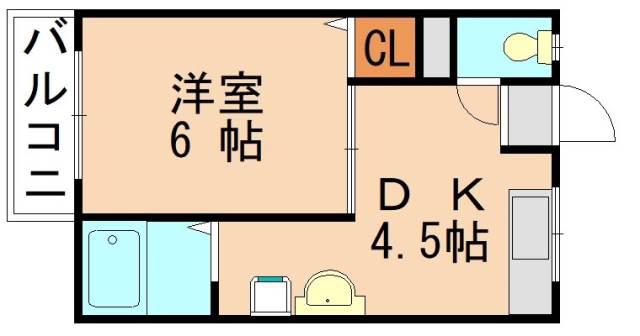 サンハイム下原(1DK/1階)の間取り写真