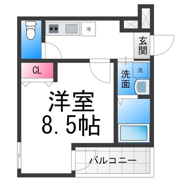 フジパレス諏訪ノ森駅東(1K/3階)の間取り写真