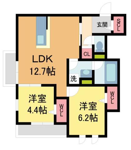 西町ハイツ(2LDK/2階)の間取り写真