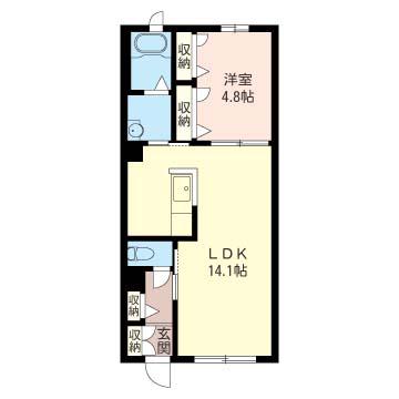 マザーアース(1LDK/1階)の間取り写真