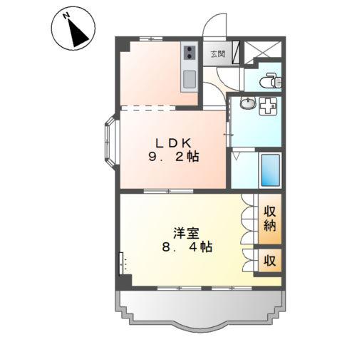 とよた神八ビル(1LDK/4階)の間取り写真