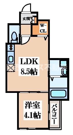 ルミエール放出(1LDK/2階)の間取り写真