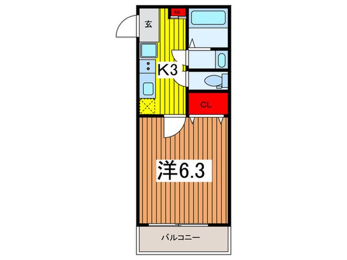 クリスタ(1K/2階)の間取り写真