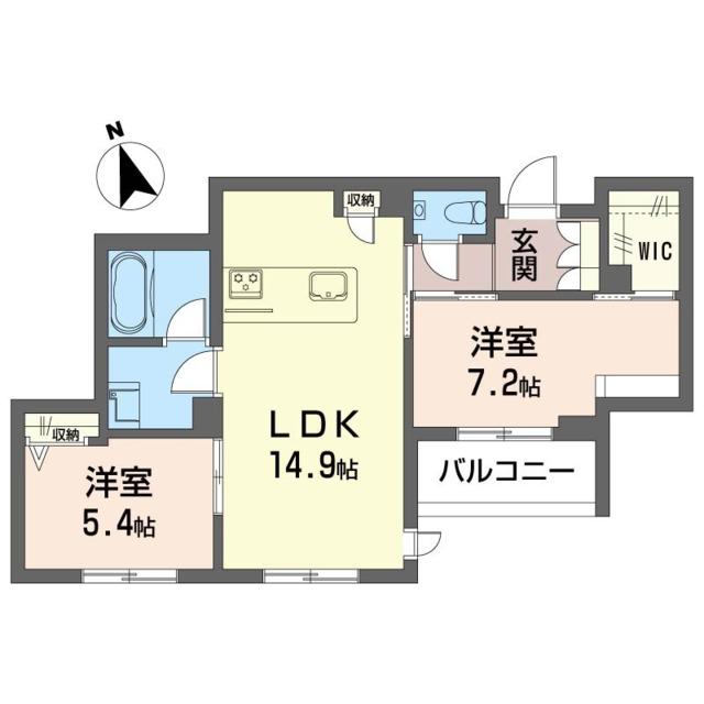 ソレイユ ルヴァン(2LDK/4階)の間取り写真