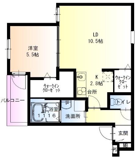 フジパレス堺大浜公園(1LDK/1階)の間取り写真