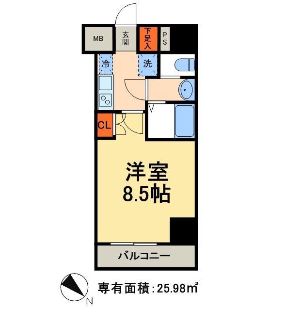 グランフォース三ノ輪(1K/5階)の間取り写真